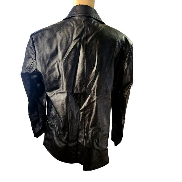 Zara Women's Black Oversized Faux Leather 2 Button Blazer Jacket Size Medium - Picture 5 of 7